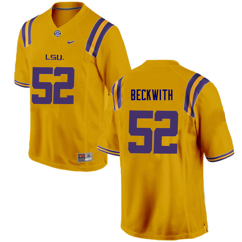 Men LSU Tigers #52 Kendell Beckwith College Football Jerseys Game-Gold - Click Image to Close
